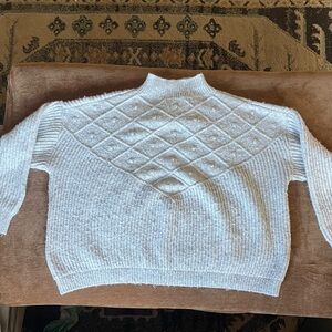 Calvin Klein Oatmeal Mock Neck Sweater | Textured Knit | Size L